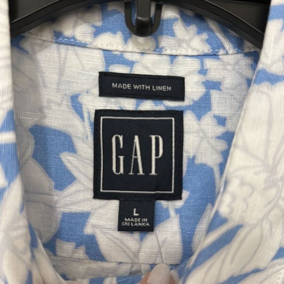 Gap Men’s Linen Floral Shirt in Blue, new with tags - Picture 2 of 5